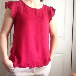 Eyelet Flutter Sleeve top